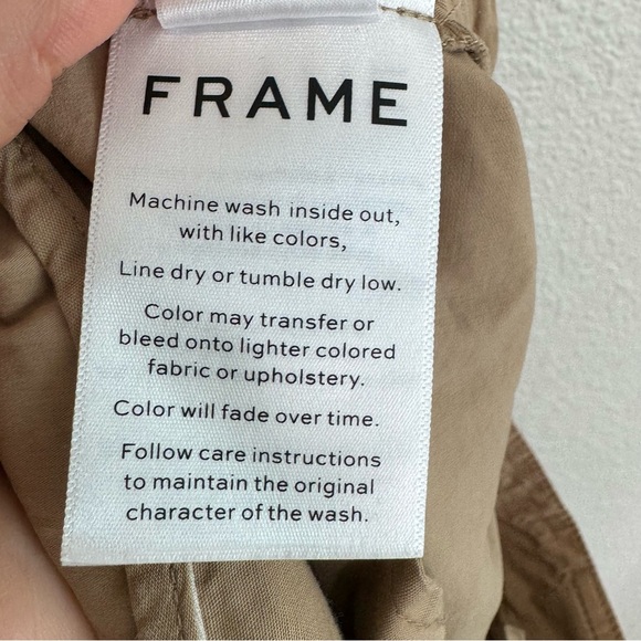 FRAME Womens Size 4 Denim Tie Up Rolled Short Khaki Beige Summer Boho Minimal - Picture 6 of 9